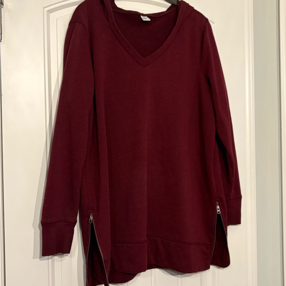 Old Navy Maroon V-Neck Hoodie